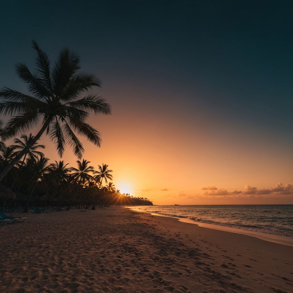 Atardecer en playa dominicana